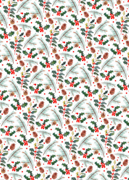 Recycled Gift Wrapping Paper | Nature in Winter: Holly | Christmas Collection