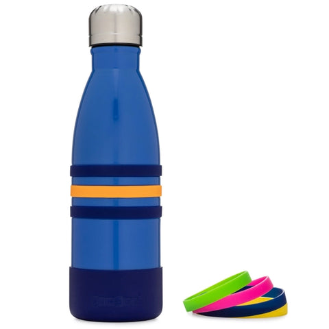 Yumbox Stainless Steel Triple Insulated Water Bottle 14 oz/ 420 ml - Ocean Blue with Stainless Steel Cap
