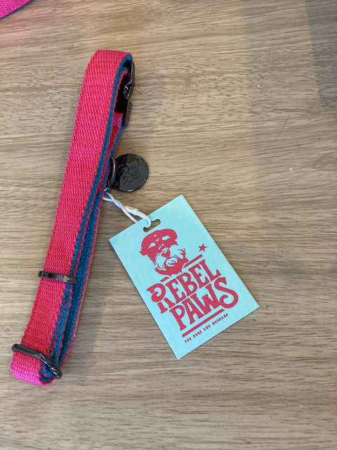 Rebel Paws Hemp Dog Collar- Raspberry - Large