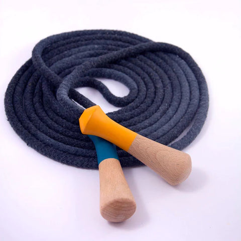 Long skipping rope for 2-3 people, 100% plastic-free (beechwood and cotton) - 4.5 metres long